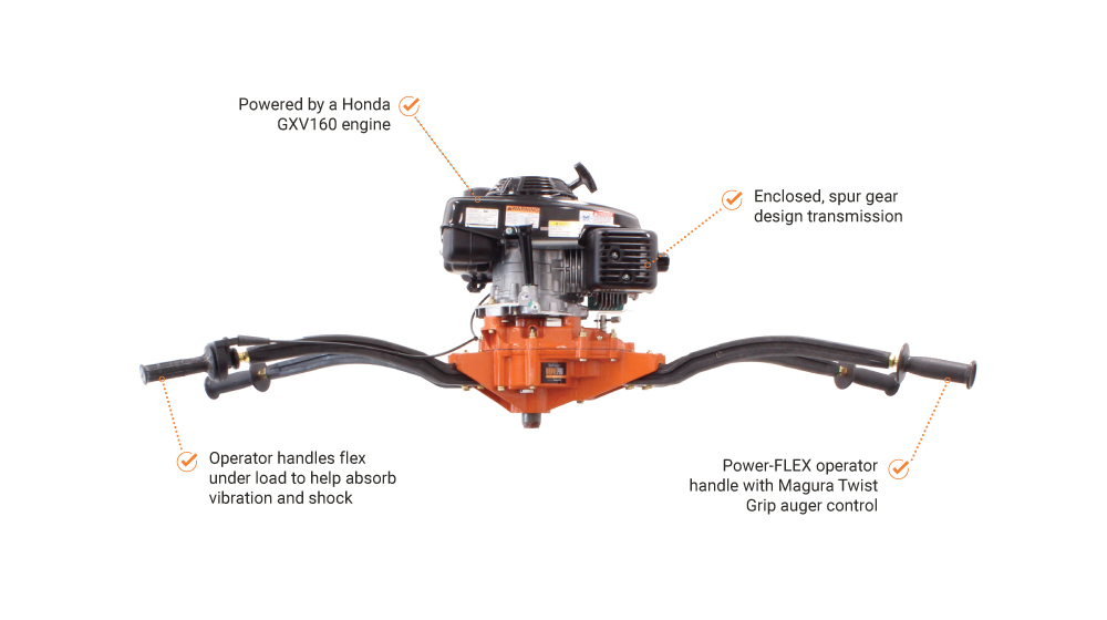 Brave Auger | Two-Man | 1-3/8 in. Hex | Honda GXV160