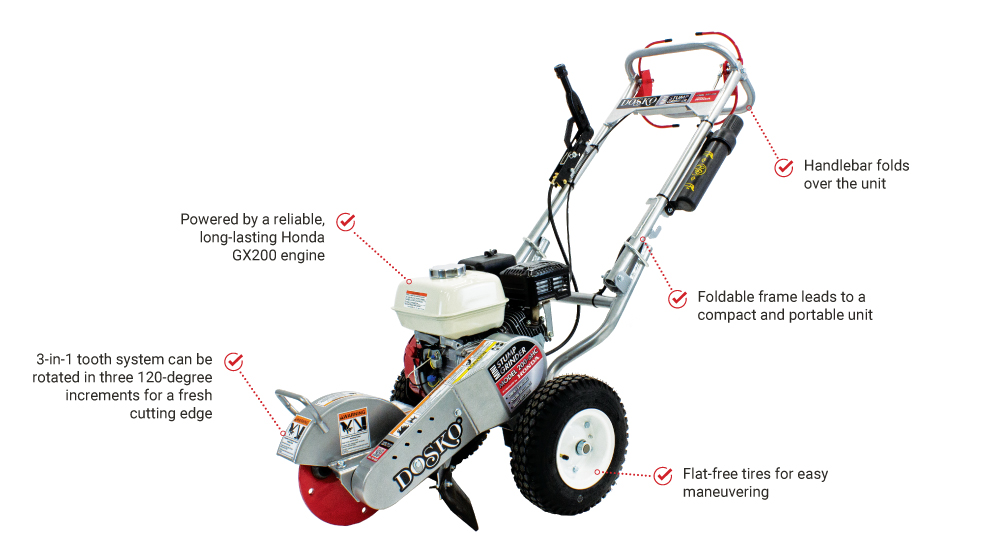 Dosko Stump Grinder | Mini Walk-Behind | Honda GX200 | 200-6HC