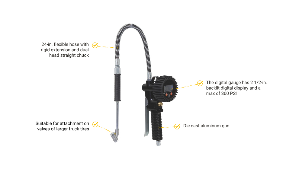 BIBABLYKE Digital Tire Pressure Gauges With Inflator, 200PSI Air Chuck Compressor Accessories With Quick Connect Coupler