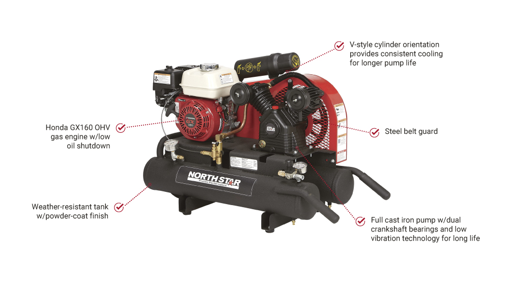 NorthStar Portable Gas Powered Air Compressor | 8-Gal | 13.7