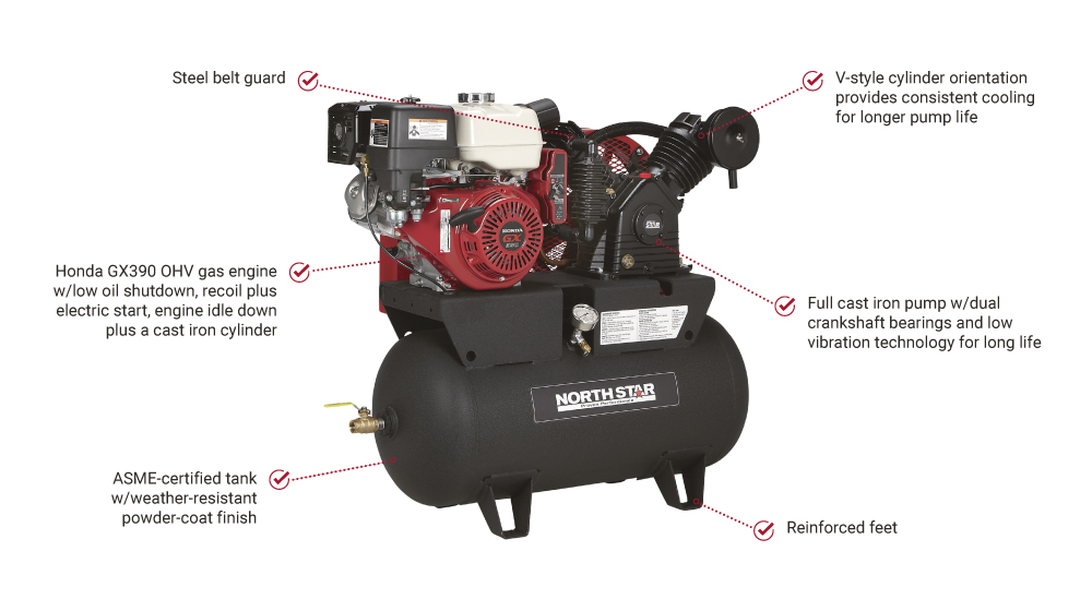NorthStar Portable Air Compressor Horizontal | 30-Gallon | 24.4