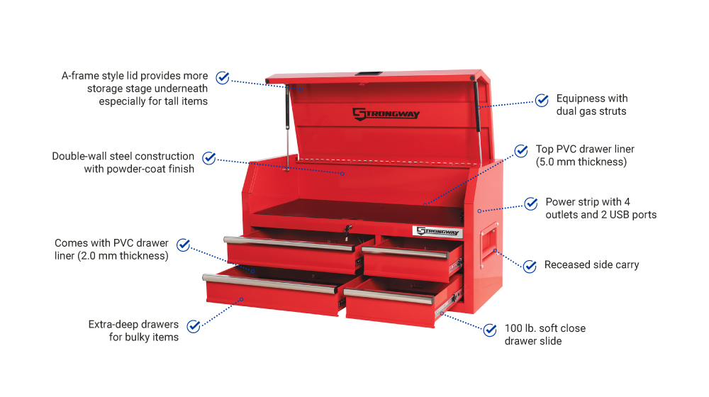 Strongway 42-In. 4-Drawer Top Chest | Red | 112084 @ Great