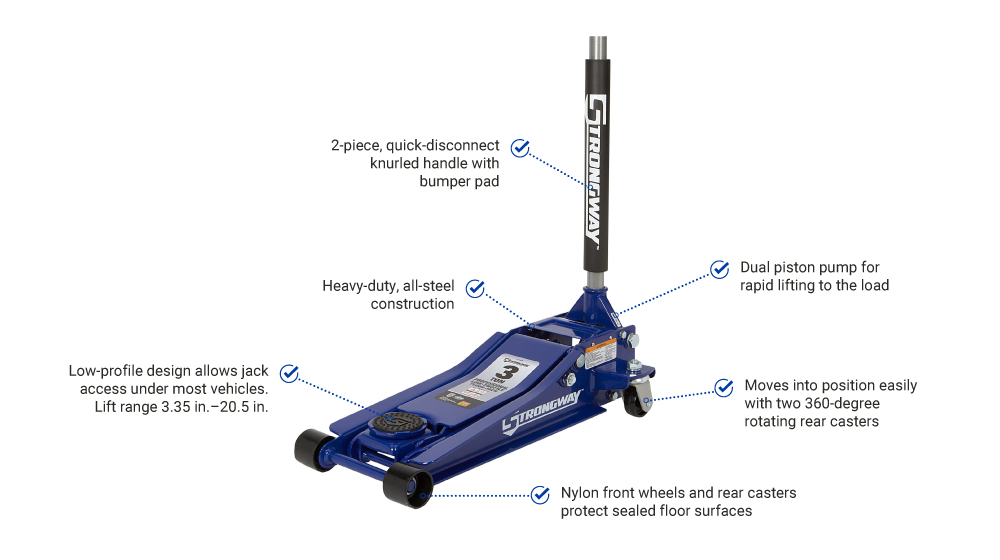 ⚠️ SOG Strongway | Professional Low-Profile Service Floor Jack | 3-Ton