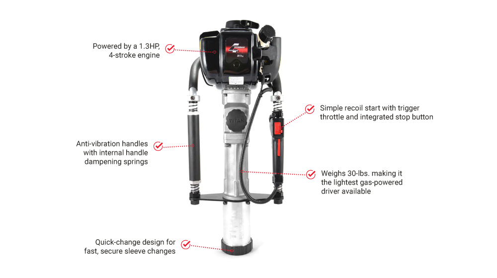 Titan PGD2875 Farm And Ranch Light Duty 4-Stroke Gas Post Driver