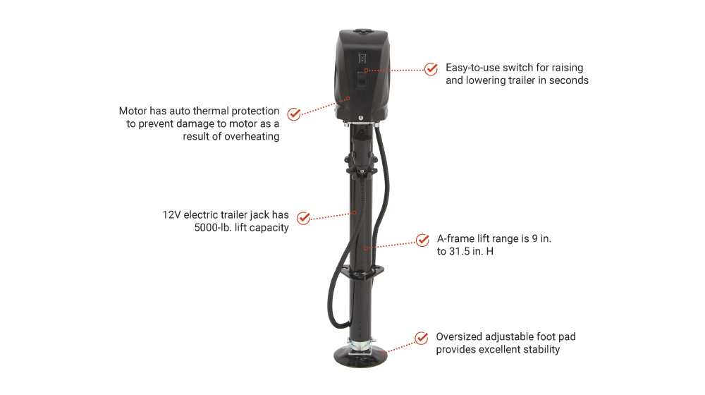 Uriah Products Electric Trailer Jack with 7-Way Jordan Uriah Products Electric Trailer Jack with 7-Way Jordan