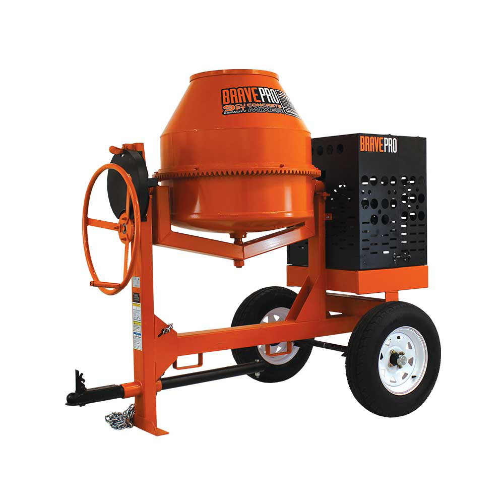 Brave Concrete Mixer | 9 Cu. Ft. | Steel Drum | Honda GX270