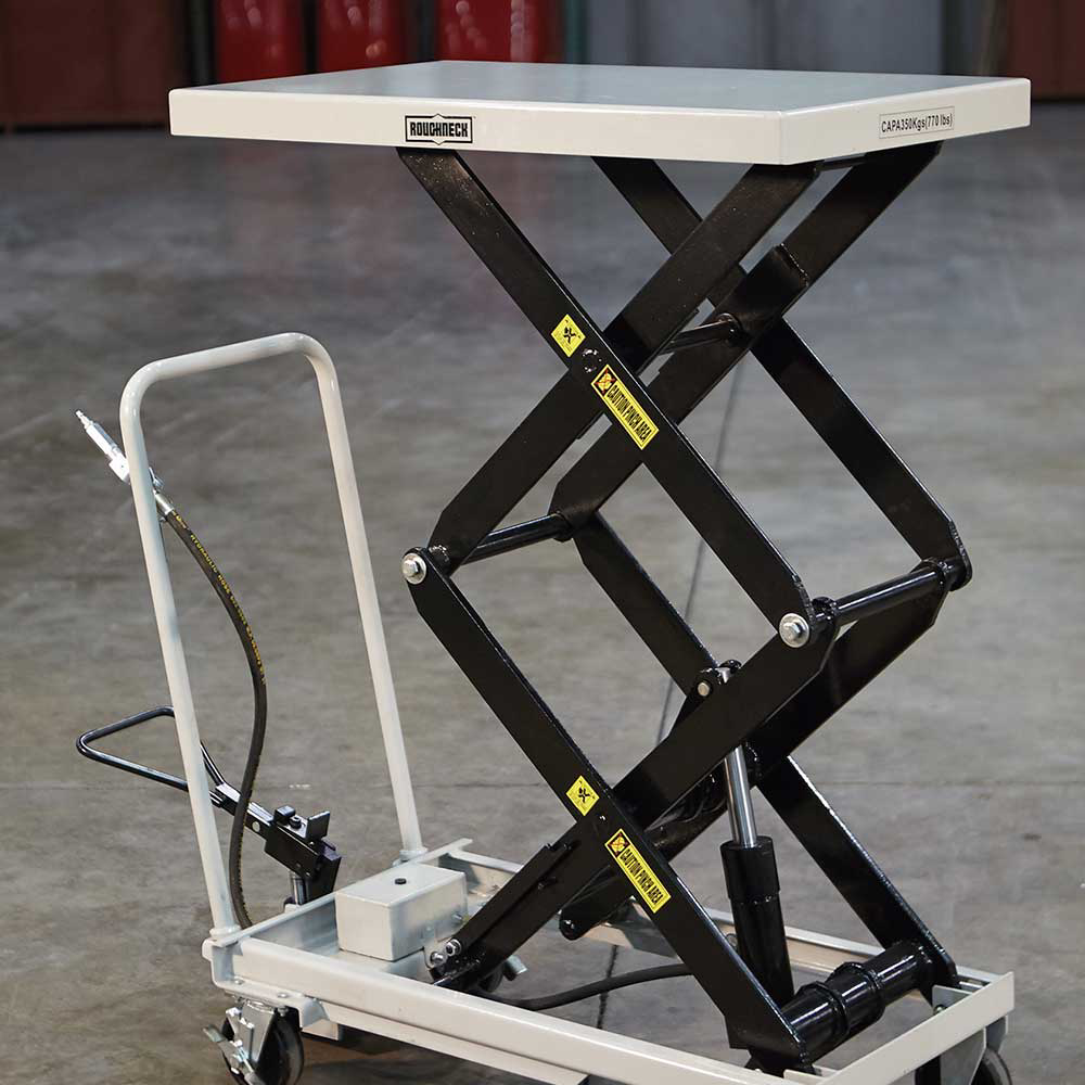 Roughneck Airhydraulic Lift Table Cart 770lb Capacity Castors With