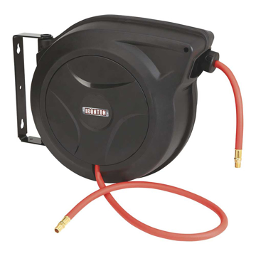 Klutch Auto Rewind Air Hose Reel, With 1/2in. x 50ft. Rubber Hose, 300 PSI