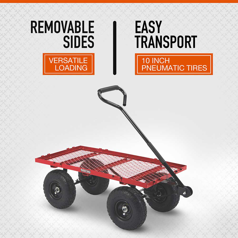 Ironton Steel Garden Cart | 400-Lb. Capacity | 38 In. L x 18-1/2 In. W x 21  In. H | 10-In. Pneumatic Tires | 111877 @ Great Northern Equipment