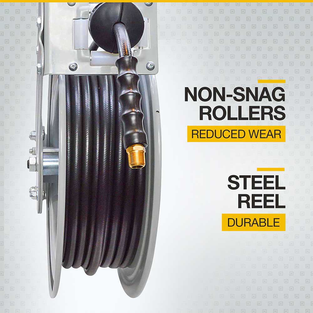スックuk Klutch | Auto Rewind Air Hose Reel With Rubber Hose | 1/2-In