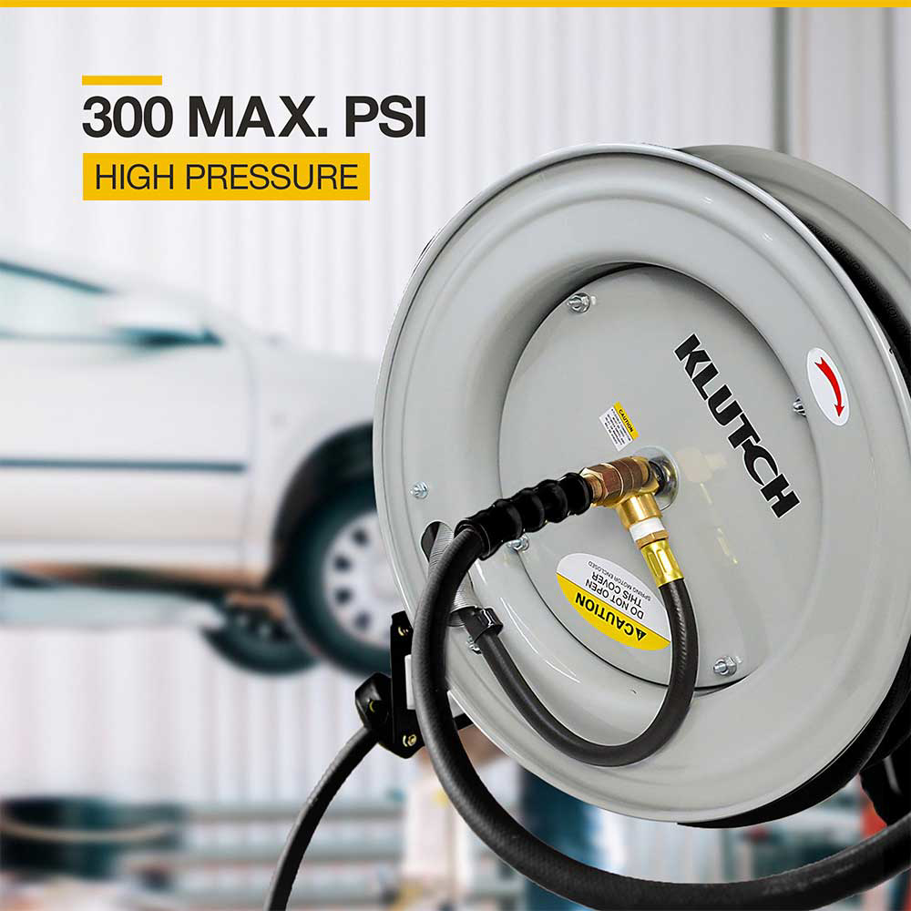 eri-pe  Klutch | Auto Rewind Air Hose Reel With Rubber Hose | 1/2-In
