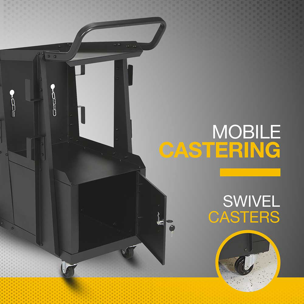 Klutch 2-Tier Welding Cart | Locking Cabinet | 31-1/2 in. L x 16-1