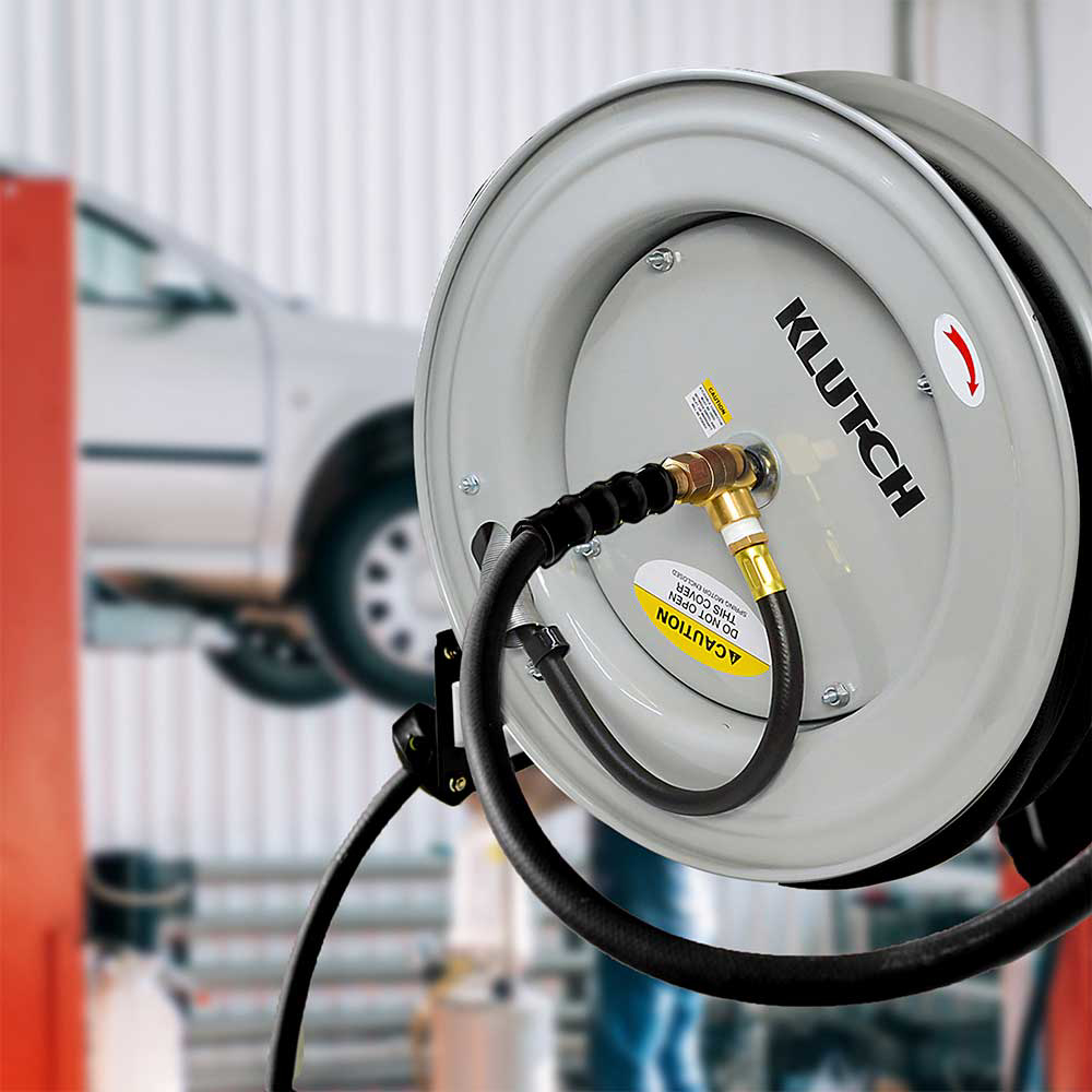 スックuk Klutch | Auto Rewind Air Hose Reel With Rubber Hose | 1/2-In