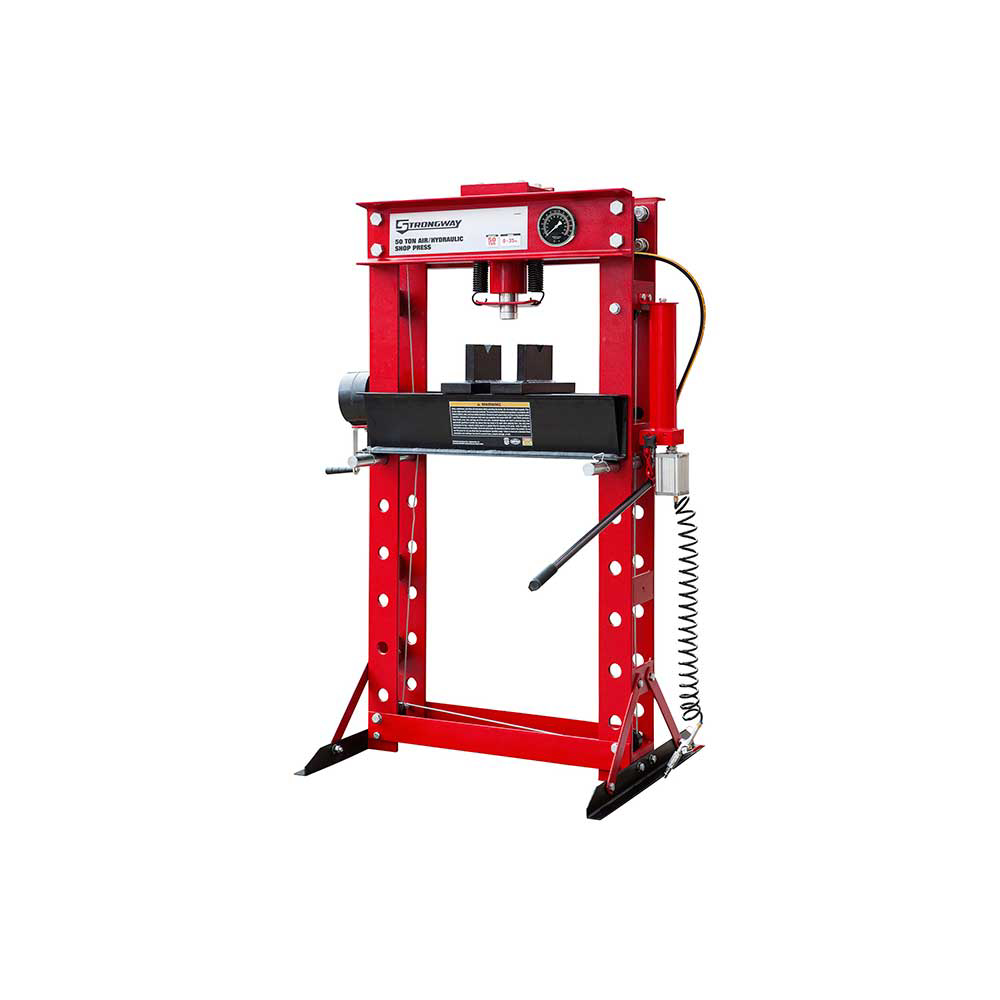 Strongway | 50-Ton Pneumatic Shop Press with Gauge and Winch 
