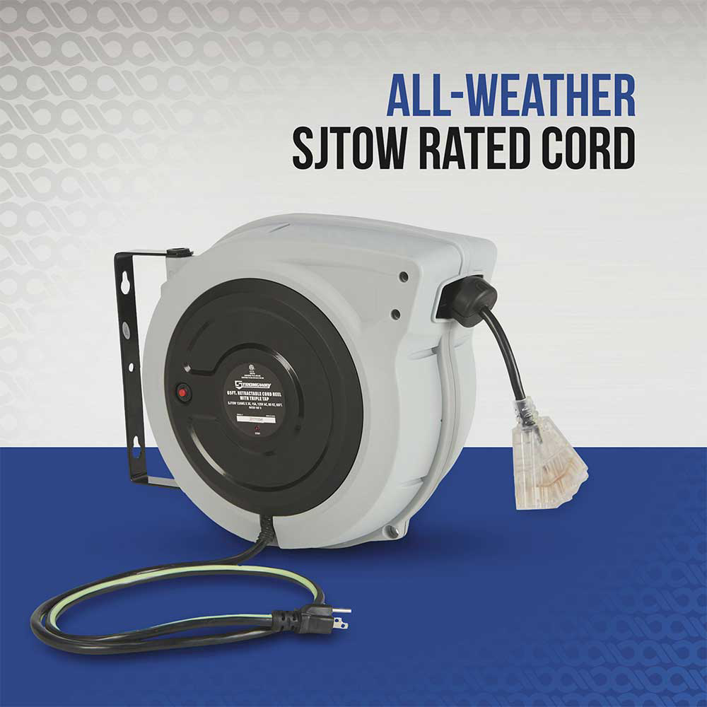 Strongway Retractable Cord Reel | 65-Ft. | 12/3, Triple Tap | 57601 ...