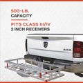 Picture of Ultra-Tow Aluminum Hitch Cargo Carrier | 500-Lb. Cap | Silver | 60-In. X 22.5-In. x 8-In.