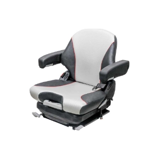 Picture of Uni Pro 138 Mechanical Suspension Seat | Black/Silver Vinyl with Red Piping