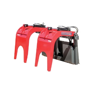 Picture of GreyWolf Double Quick Attach Grapple Attachment for Skid Steer Loaders | Gray/Red Powder Coat