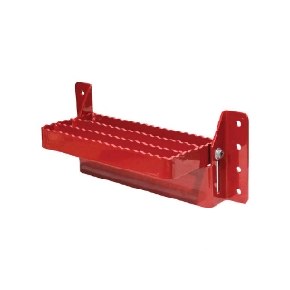 Picture of K&M Mfg Universal Flip-Up Tractor Step | Red Powder Coat Finish