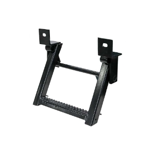 Picture of K&M Mfg Retractable Truck Step | Universal Mount with Non-Slip Treads | Black Powder Coat Finish