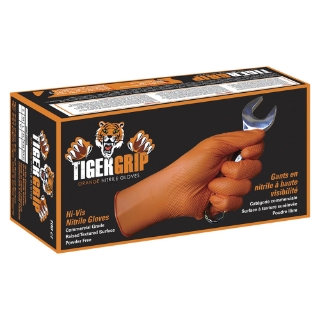Picture of Tiger Grip Nitrile Glove | Hi-Vis Orange | 8 Mil | XL | Box of 100